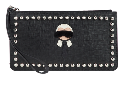 Karlito Wristlet, &pound;195, Handbags, Black, Leather, Front view